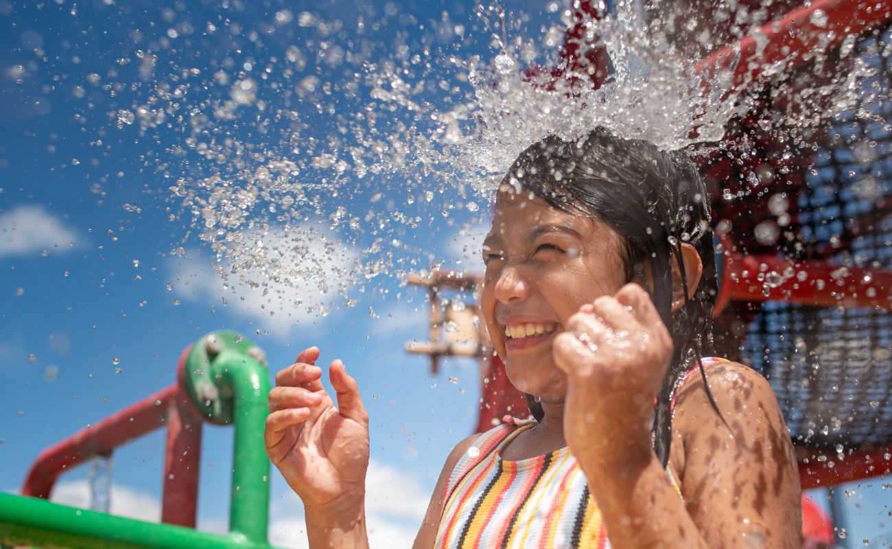 Kids playing in the water park