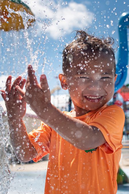 Kids playing in the water park