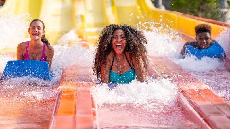 Girl on waterslide