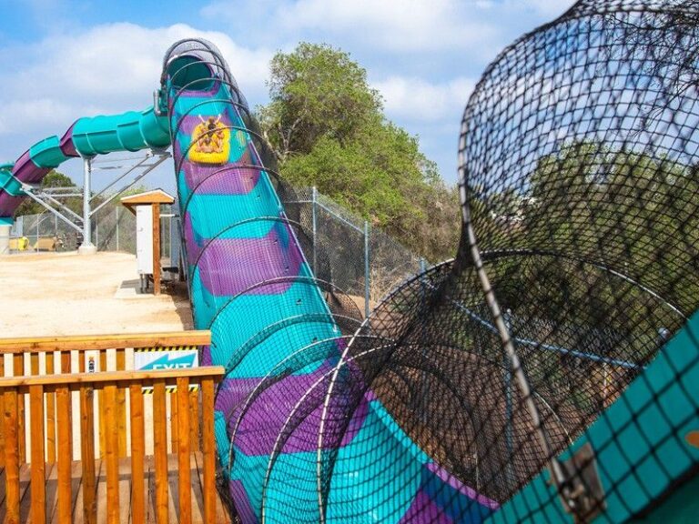 Purple and blue water slide