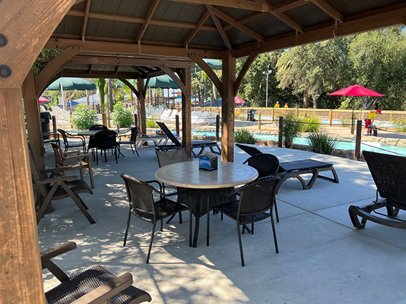 Cabana with table and chairs