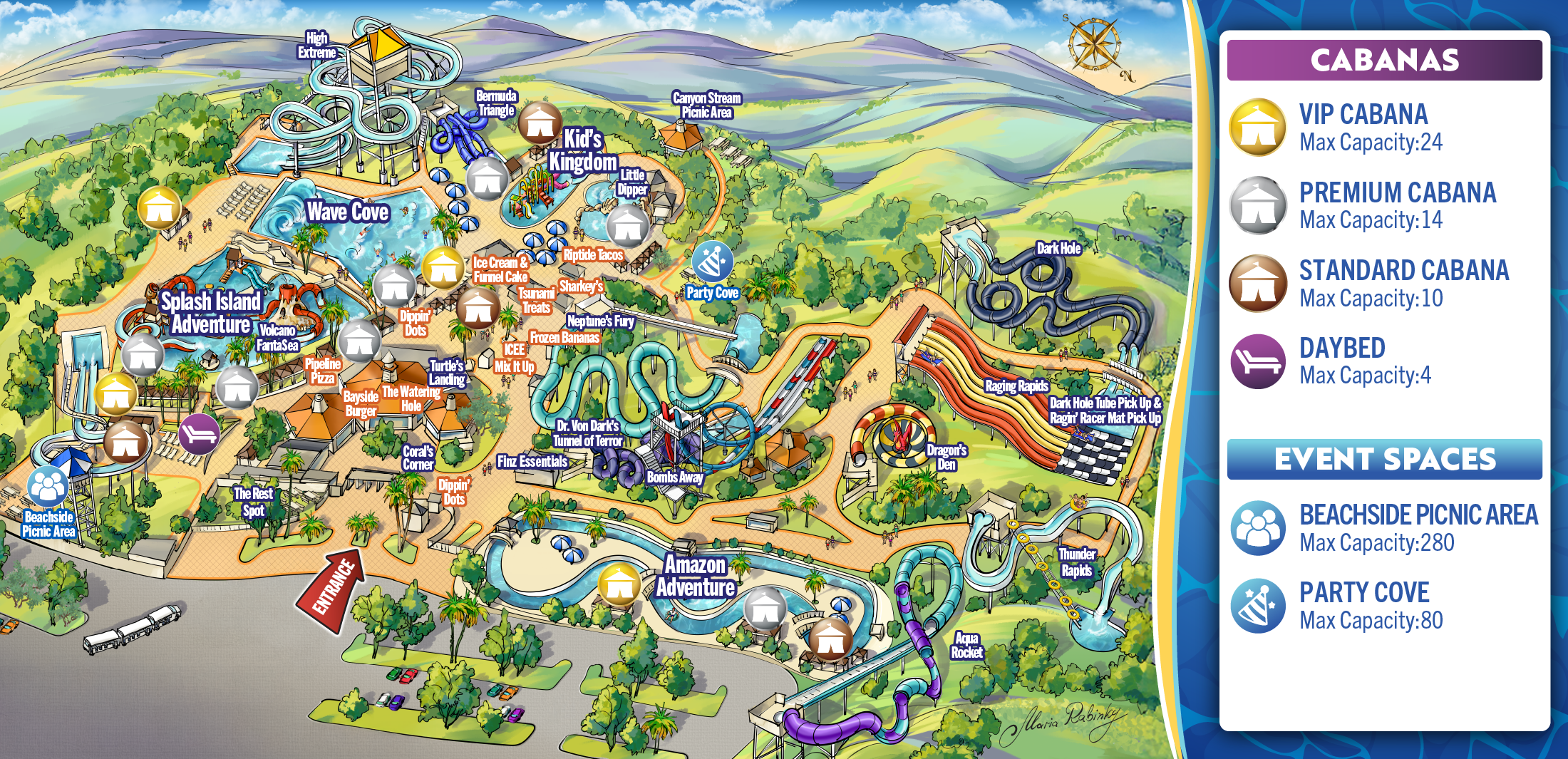 Raging Waters LA Waterpark Map