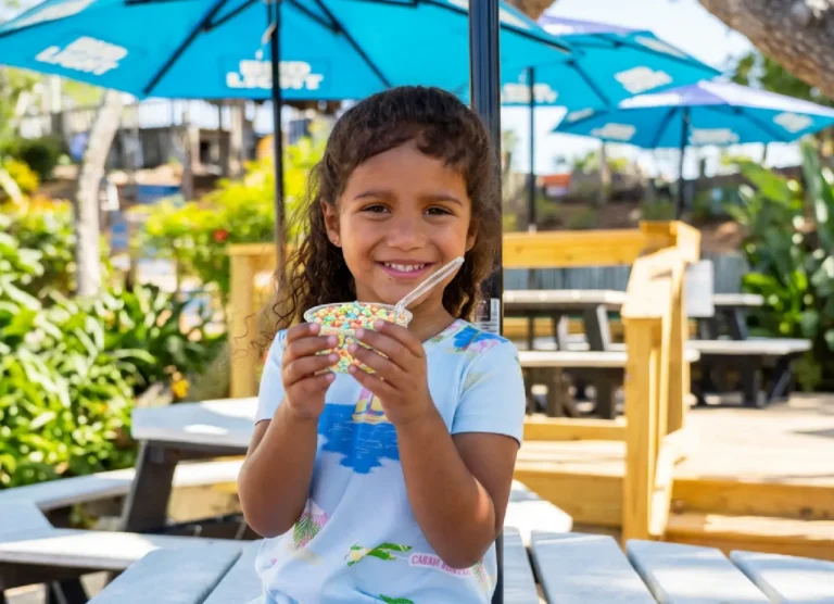 little girl eating dippin dots
